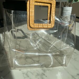 Staud Transparent Tote Bag with Tan Accent